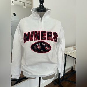 NEW Niner 49ers Appliquéd 1/4-Zip Sweatshirt M